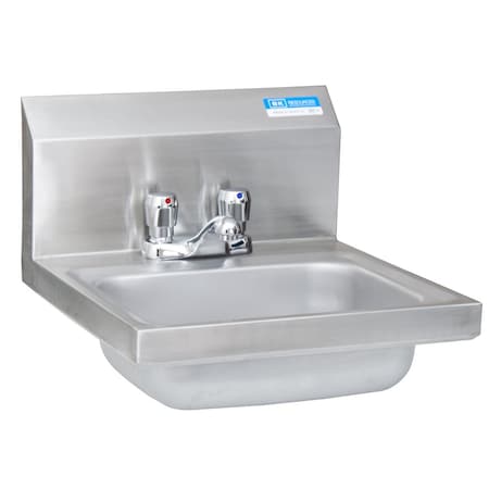 Bk Resources Hand Sink Stainless Steel W/Dual Supply Metering Faucet 2 Holes BKHS-D-1410-4MF